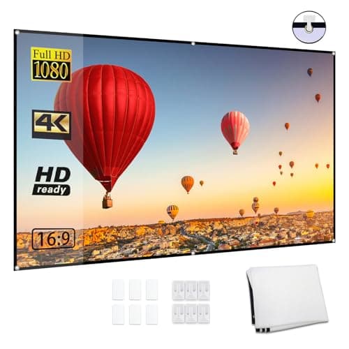 Swokely 72-inch Portable HD Projector Screen 16:9 Projection Screen Foldable Durable Wall Mounted for Outdoor Movies Home Theater Office