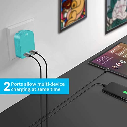 Foldable Charger 3A / 15W USB-A Ports Compact Travel Charger Compatible For iiPhone Samsung Tab HTC Windows Phone Tablet Nokia Motorola Sony Kindle One Plus etc (Green) — view 6