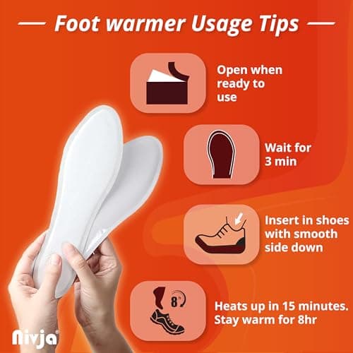 Nivja Top Heat Foot Warmers – 8 Hours Warmth – Air Activated – Instant – 100% Natural Heat (Pack of 1, Medium) — view 2