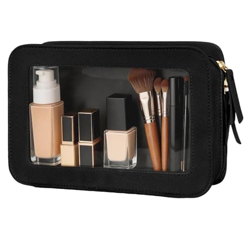 DAMILY Clear Makeup Bags Travel Toiletry Bag Cosmetic Pouch for Women Black