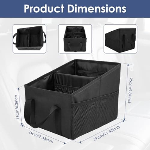 RHAIQBVC Car Seat Organizer Car Organiser Back Seat Large Capacity Folding Automotive Passenger Seats and Backseat Storage Caddy with 4 Cup Holder for Trunk Water Bottle Umbrella Sunglasses — view 2