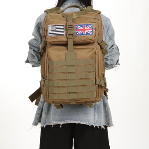 Thuram 50L Durable Nylon Waterproof Fishing Hunting Backpack Outdoor Military Rucksacks Tactical Sports Camping Hiking Bags (Khaki) — view 3