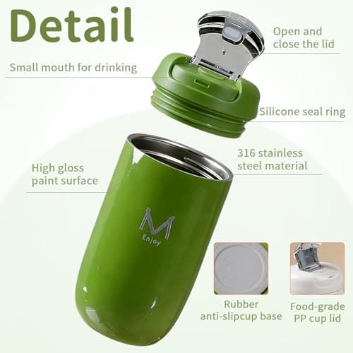 HZXYchen Double-Wall Insulated Travel Mug, Insulated Coffee Mug 350ml – Dual Drink Lids (Sip & Open), 316 Stainless Steel, 6H Hot / 8H Cold, Leak-Proof, Gift Box (Green) — view 3