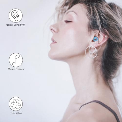 JAYINE Ear Plugs for Sleep, Reusable Soft Silicone Earplugs Hearing Protection, 30dB Noise Cancelling Ear Plugs for Sleeping, Work, Study or Travel - Ear Tips in XS/S/M/L - Blue — view 6