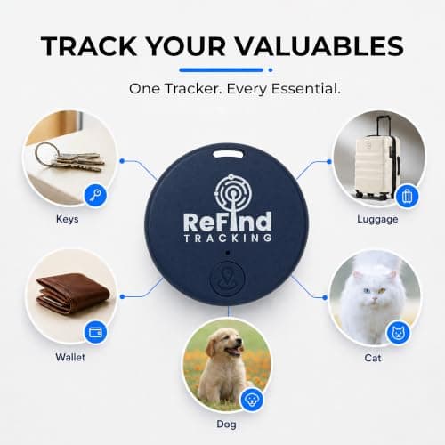 ReFind R2 Smart Tracker for Android and iPhone. Mini GPS Tag Bluetooth 5.0 Key Finder. Samsung AirTag Alternative for Keys, Pets, Wallets and Luggage (Navy Blue) — view 3
