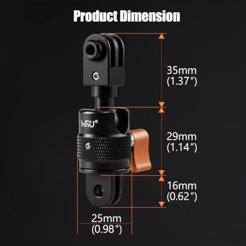 HSU 360 Degree Adjustable Adapter Ball Head GoPro Mount for Action Cameras — view 6