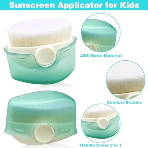 2Pcs Sunscreen Brush and Lotion Applicator for Kids With Protective Caps - Sun Cream Brush for Outdoor Travel (Green) — view 2