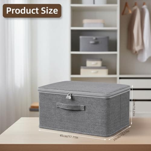 Doukesh Storage Box with Lock, Storage Boxes With Lids Fabric,Combination Lock Box, Fabric Closet Organizer for Clothes, Jeans, T-shirts, Quilts, Sweater (45x35x26cm) — view 2