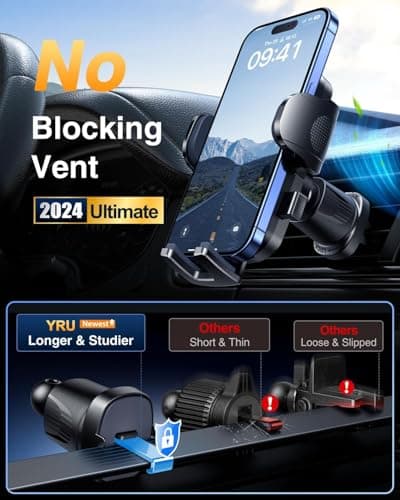 YRU [True Military-Grade & Aluminum Alloy & 360° Rotatable] 2025 Ultimate Car Phone Holder Dashboard Mount 【90+LBS Safest Strongest & Patent Certs】 for iPhone 17 16 15 Pro Max Samsung, Rose Pink — view 2
