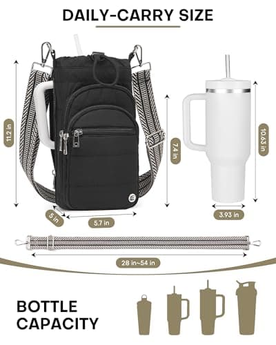 Water Bottle Holder with Strap, 40/32 oz Crossbody Bottle Carrier Bag — view 3