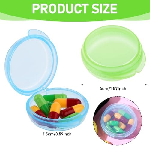 ElevateTech Small Pill Box, 3 Pack Daily Pill Case Mini Pill Organizer Travel Pill Container Medicines Storage Box(Blue, Green, Orange) — view 2