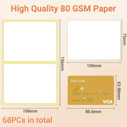 68 Plain Address Labels Stickers 100 x 75mm Blank White Large Sticky Label — view 3