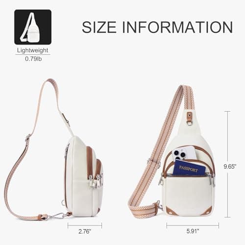 Lexiyat Anti Theft Crossbody Bags for Women Travel Chest Sling Bag Leather Handbags Fanny Pack Beigewithbrown — view 6