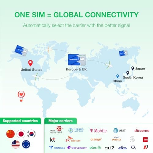 EIOTCLUB Global Travel SIM Card, 3GB Data for 30 Days, 33 European Countries, USA, China, Korea, Japan, Rechargeable Data Only, No Calling or Texting, Plug and Play — view 2