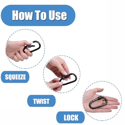 4Pack Aluminum Alloy Carabiner Heavy Duty D Ring Clip Hook Locking Carabiner D Shape Keychain Camping Accessories for Outdoor, Fishing, Hiking, Traveling, Fishing, Backpack （Black) — view 5