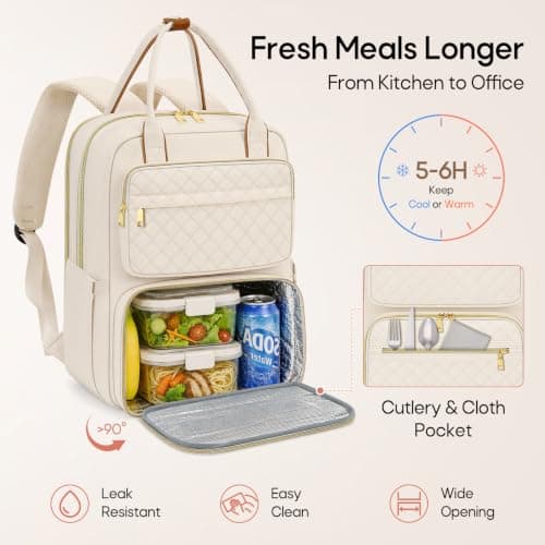 RAINSMORE 15.6 Inch Laptop Backpack with Lunch Compartment, Backpack Womens — view 2