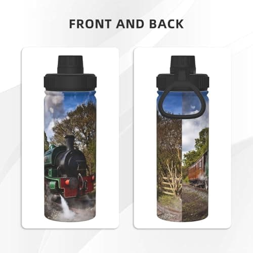 InOmak Steam Engine Train 18 Oz Water Bottle Insulated Stainless Steel Mug Vacuum Tumbler Water Flask — view 3