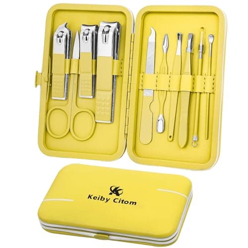 Manicure Set 10pcs Professional Nail Clippers Kit, Yellow
