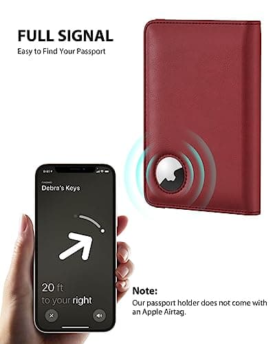Stouchi Passport Holder Airtag Wallet UK Passport Cover with RFID Blocking Protector PU Leather Travel Wallet Organiser Document Holder for Men&Women Passport,Business Cards,Boarding Passe(Matt Red) — view 2