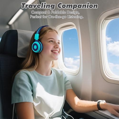 SIMOLIO Kids Headphones Wireless with Microphone & Volume Limited, Kids Bluetooth Headphones Boys for School, Over-Ear Children Earphones Wireless and Wired for Girls, Childrens, Teens (Mint) — view 4