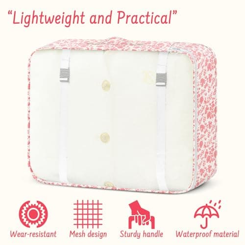 10PCS Packing Cubes for Suitcases, Travel Organiser Packing Bags for Clothes Shoes Toiletries Travel Luggage Organizers Storage Bags (Pink Flower) — view 3