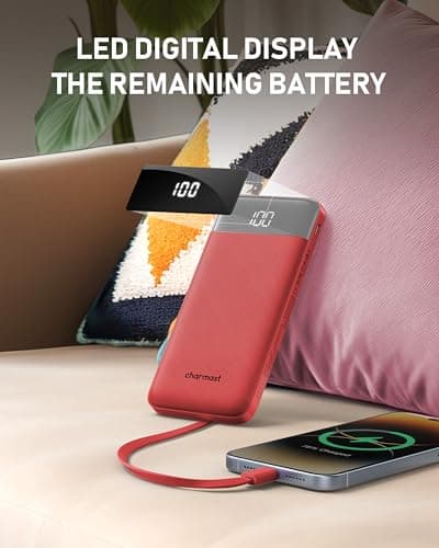 Charmast Portable Charger, 10000mAh Power Bank with Built in 4 Cables — view 5