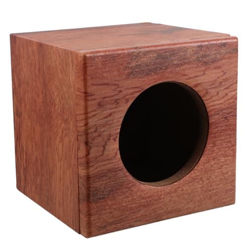 4 Inch Wooden Speaker Enclosure for Car Audio, Khaki Striped Finish
