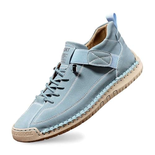 Hand Casual Walking Shoes Flexible Soft Sole Comfortable Flat Slip On Loafers for Everyday Wear Lightweight Breathable Design (Sky Blue-D, 7.5)