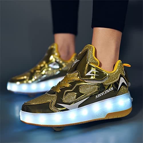 Rolltongoz Boys and Girls LED Roller Skates Shoes with Double Wheels Trainers Technical Retractable Skateboarding for Kids Light up Shiny Luminous Sneakers Best Gift Party Birthday Christmas Day — view 6