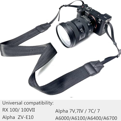 Camera Neck Shoulder Strap for Man Woman Photographers SLR DSLR Mirrorless Camera,Adjustable Nylon Wider Digital Camera lanyard belt, Binoculars Strap with Quick Release Buckles,Black,55 inch — view 3