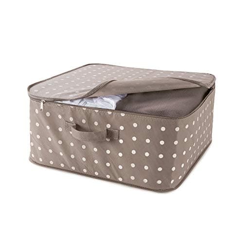 Compactor Clothes Storage Bag with Zip, Foldable Cupboard and Wardrobe Storage Organiser, Large Dustproof and Waterproof Underbed Storage and Clothes Storage Organiser, Rivoli Range, Brown/White — view 2