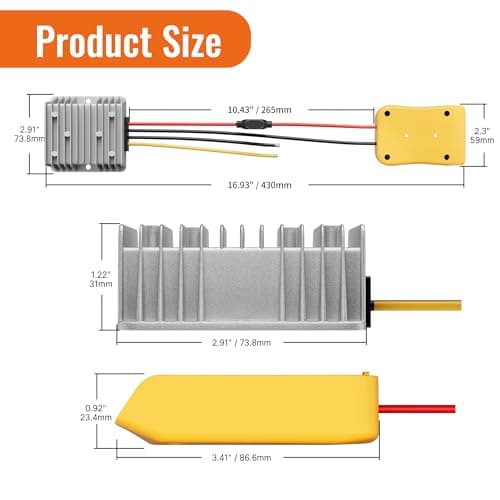 RVBOATPAT Step Down Converter for Dewalt 20V to 12V Adapter Power Wheel Battery Adapter DC 12V 20A 240W Inverter Automatic Buck Converter DC Voltage Regulator — view 2
