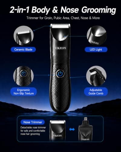 VIKICON 2 in 1 Body Trimmer Men & Women with Nose/Ear Hair Trimmer — view 2