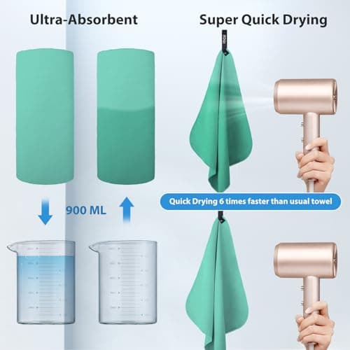 BOGI Microfibre Travel Towel, Quick Dry, Soft Lightweight Gym Towel, Super Absorbent & Ultra Compact for Beach, Sports, Swimming, Gym, Yoga, Camping, Hiking (M:100cmx50cm-Mint) — view 5