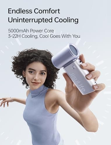 JISULIFE Handheld Fan Life9S - Sleek Chrome: Turbo Power, 22 Hours Cooling — view 3