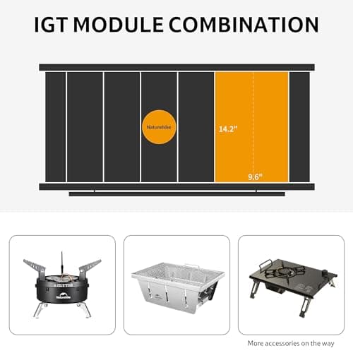 Naturehike Upgraded IGT Camping Table, Height Adjustable IGT Cook System, Folding Portable Camp Table with Carry Bag for Outdoor Car Camping Picnic RV Trip Patio Backyard BBQ — view 5