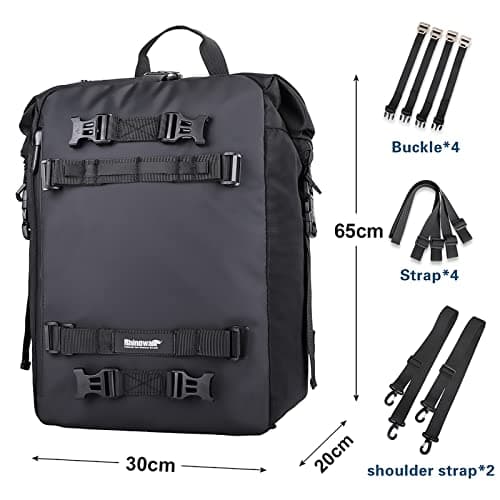 Rhinowalk Motor Saddle Bag Motorcycle Pannier Bag Waterproof Multifunctional Rear Rack Trunk Seat Bag (Black, 30L) — view 2