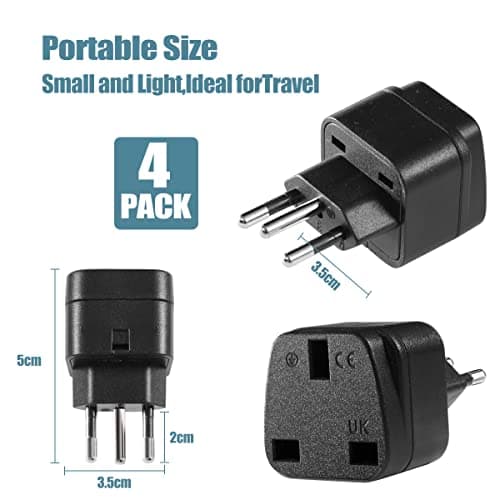 LUKELI 4 Pack UK to BRAZIL Plug Adapter Travel Plug to Brazil UK to Brazilian 3 pin plug Converter Power Adapter for BRAZIL and PARTS of South Africa (Black 4 Pack) — view 4