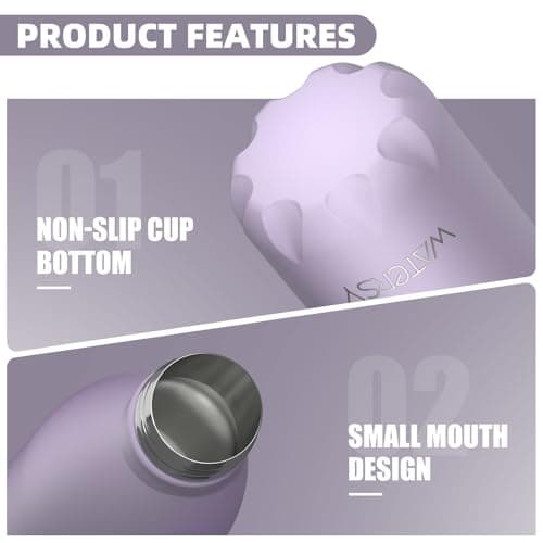 WATERSY Stainless Steel Insulated Water Bottle, Double Walled Metal Vacuum Flask Keep 24 Hrs Cold & 12 Hrs Hot Thermal Metal Sports Bottles 500ml BPA Free for Outdoor, Work, Gym, School (Lilac) — view 2