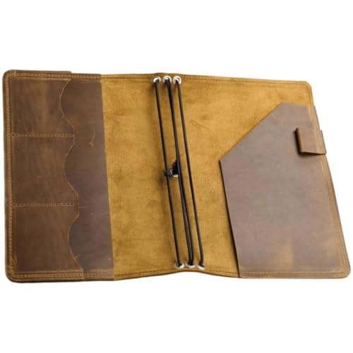 Vobumix Leather A5 Notebook Cover Multifunctional Travelers Journal Protective Sleeve Magnetic Closure Notebook Cover for Notepad