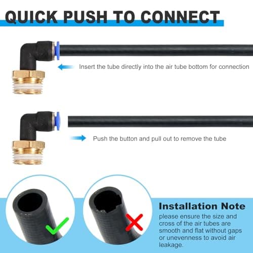 PATIKIL 1/8" Push to Connect Fitting, 2 Pack PT Male Thread 90 Degree Connect 6mm Tubing Elbow and Straight Combination Air Tube Fitting Pneumatic Quick Connect Adapter, Blue — view 5