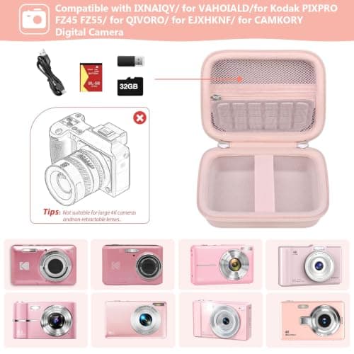 Supmay Carrying Case for IXNAIQY/Kodak PIXPRO FZ45 FZ55 Camera, Pink — view 2