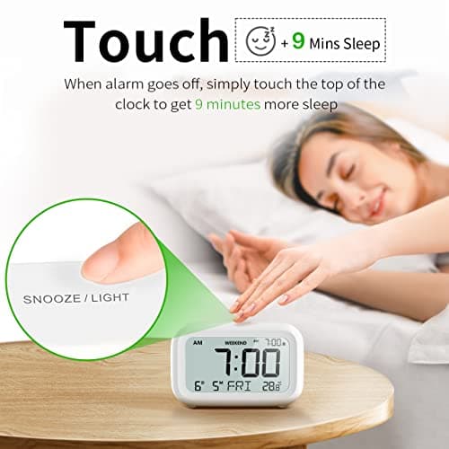 Digital Bedside Alarm Clock,Battery Powered,2 Level Volume,Snooze,Weekend — view 4