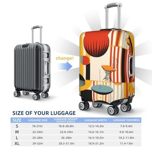 HCVXBSA Elastic Washable Suitcase Protector Cover Luggage Cover with Linen Oil Painting Fit 18-32 Inch Suitcase Travel Accessories, Black, XL — view 3