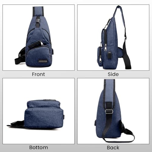Aucuu Sling Bag Crossbody Backpack, Men's Chest Bag, Sling Backpack, Shoulder Cross Body Bags with USB Port, Hiking Casual Daypack for Women Men Cycling Camping Travel — view 6