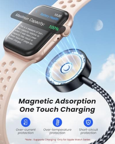 Upgraded 3 in 2 Apple Watch Charger iPhone Charger Cable Travel Essentials — view 4