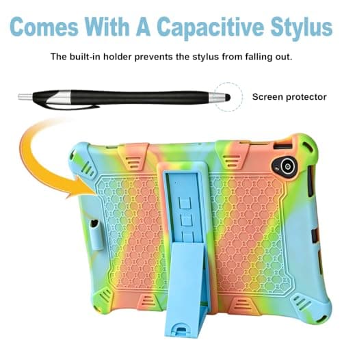 10.1 Inch Tablet Case Kids Hybrid Case with Pen Shoulder Strap,Blue — view 4