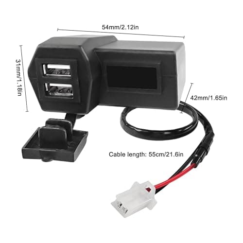 XMSJSIY USB Motorcycle Charger 5V 3.1A Dual Type-A Phone Charger Adapter — view 2