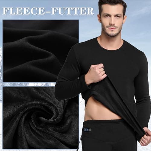 TOVCHEI Heated Thermal Underwear Set with APP Control Smart Electric Heating Long Johns Fleece Lined Base Layer,Black,XL — view 4