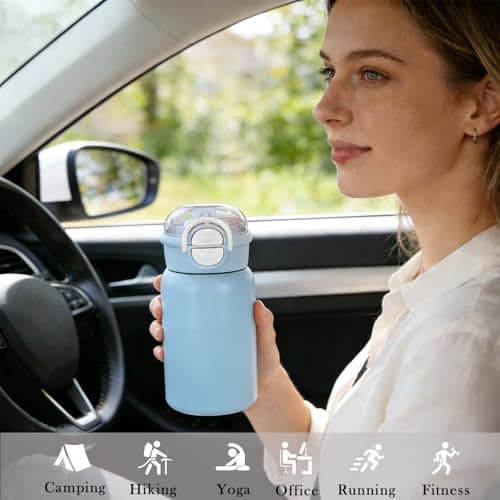 YiZhou Insulated Travel Mug, Thermal Coffee Mug – 316 Stainless Steel, Dual-Drink Design, 8H Hot/12H Cold, 400ml, Leak-Proof (Blue) — view 6